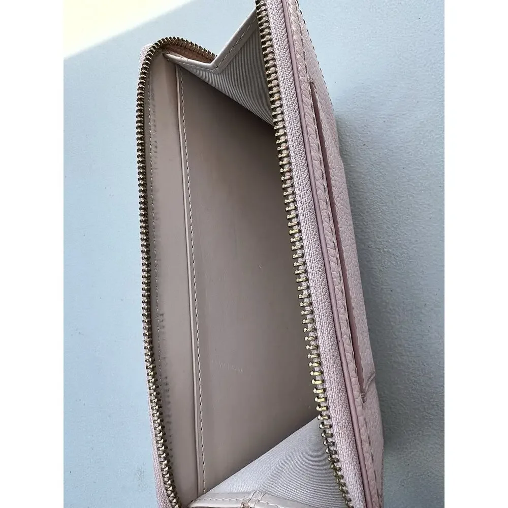 Marc Jacobs Leather Zip-round Long Wallet Wristlet S104L01FA21 Peach Pink